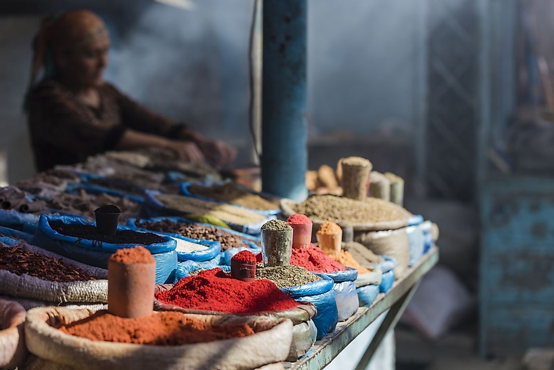 Spices in the bazaar at Osh. 