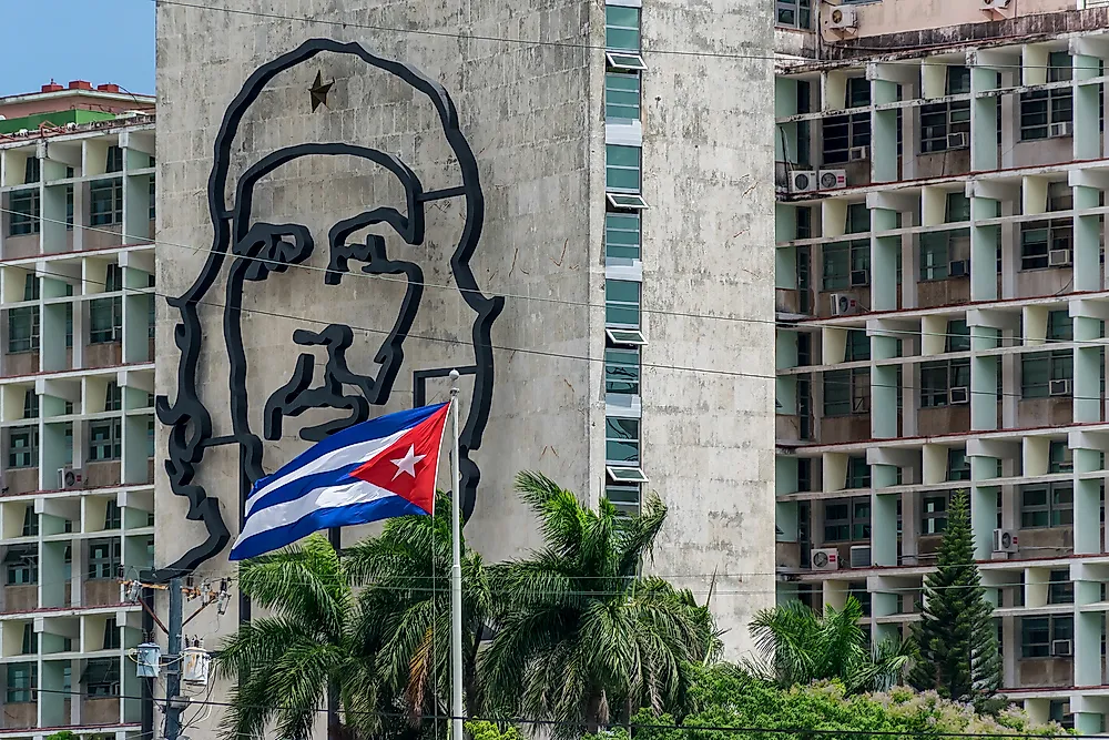 Artwork featuring the portrait of Che Guevara in downtown Havana, Cuba. 