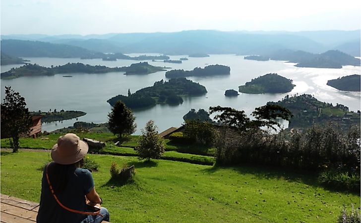 Panoramic view of Lake Bunyonyi (Place of many little birds) in south-western Uganda.