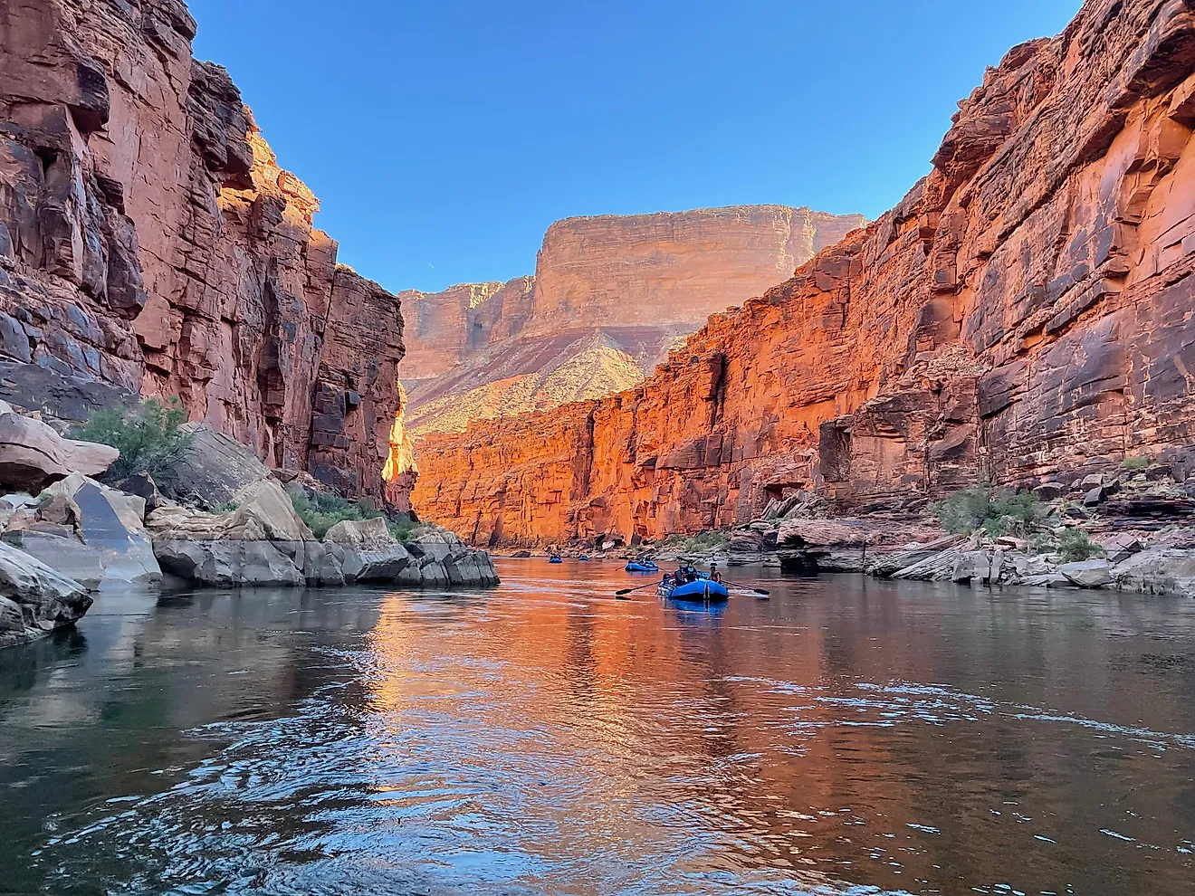 Rafting down the Colorado river. 