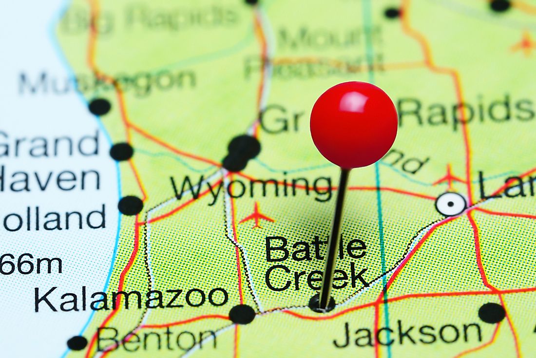 Battle creek is an example of an incident name, in which the location is named after a specific incident.
