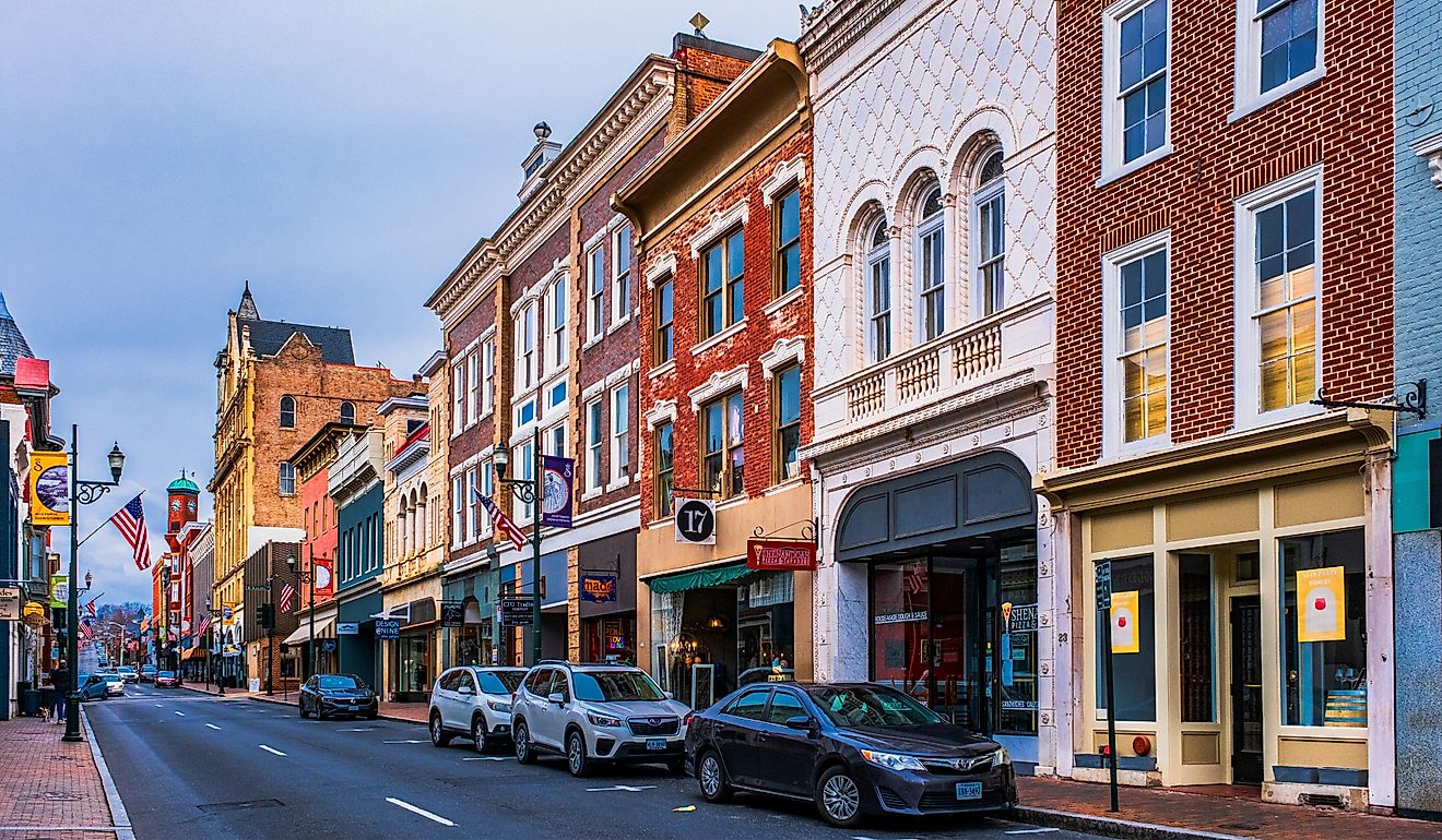 Downtown road in the town of Staunton, Virginia. Image credit Claire Salvail Photos via Shutterstock.