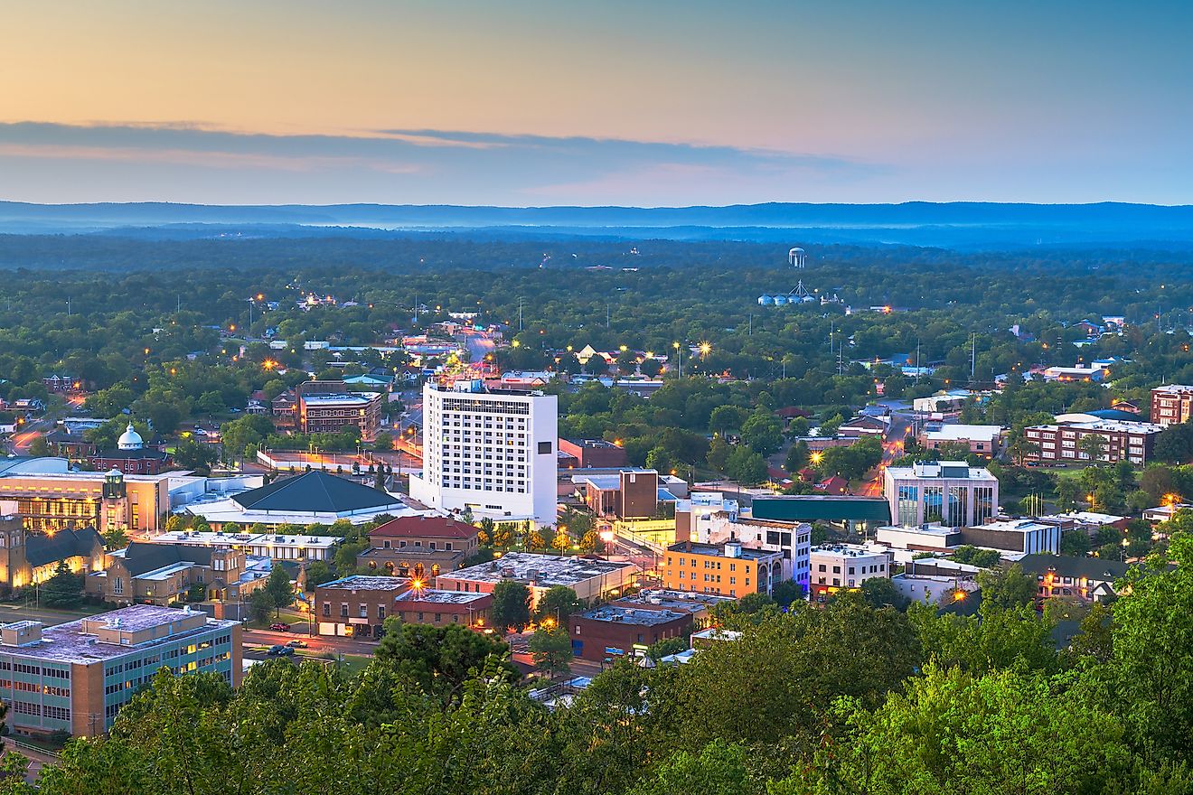 aerial view of town in arkansas