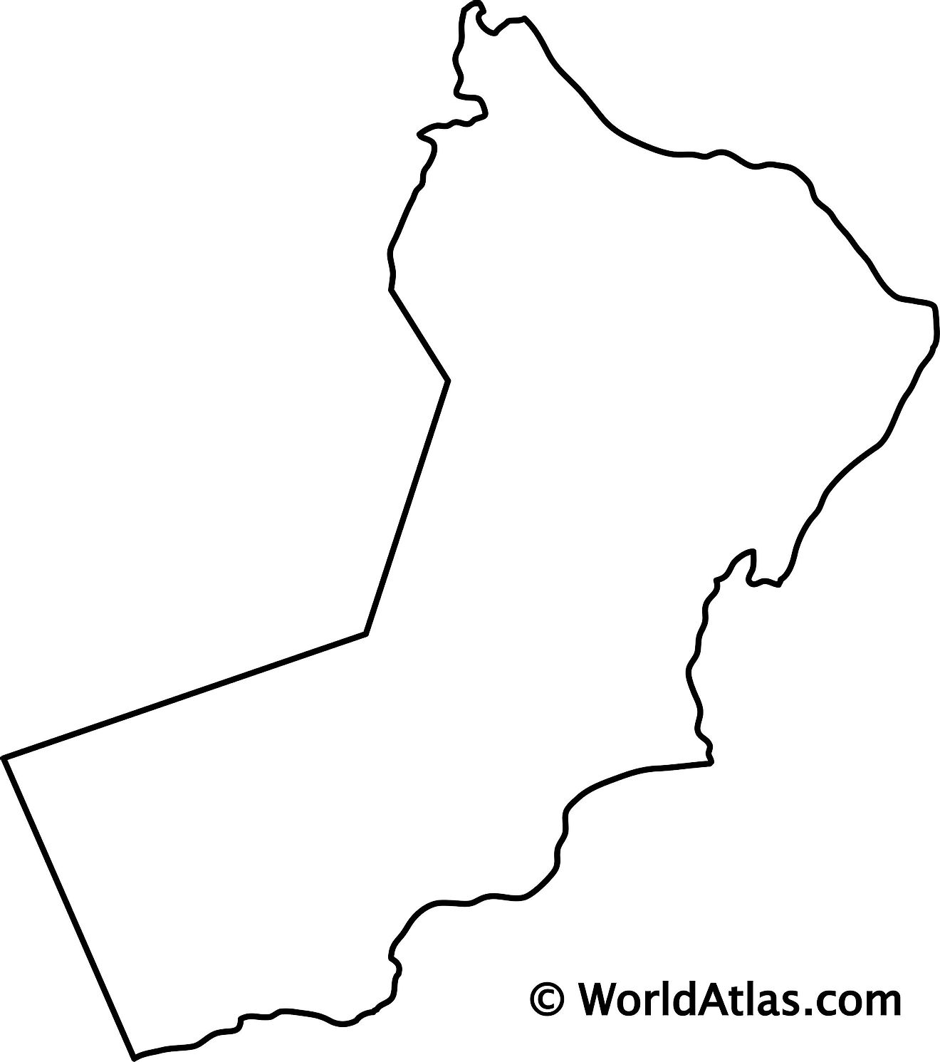 Mapa de contorno en blanco de Omán