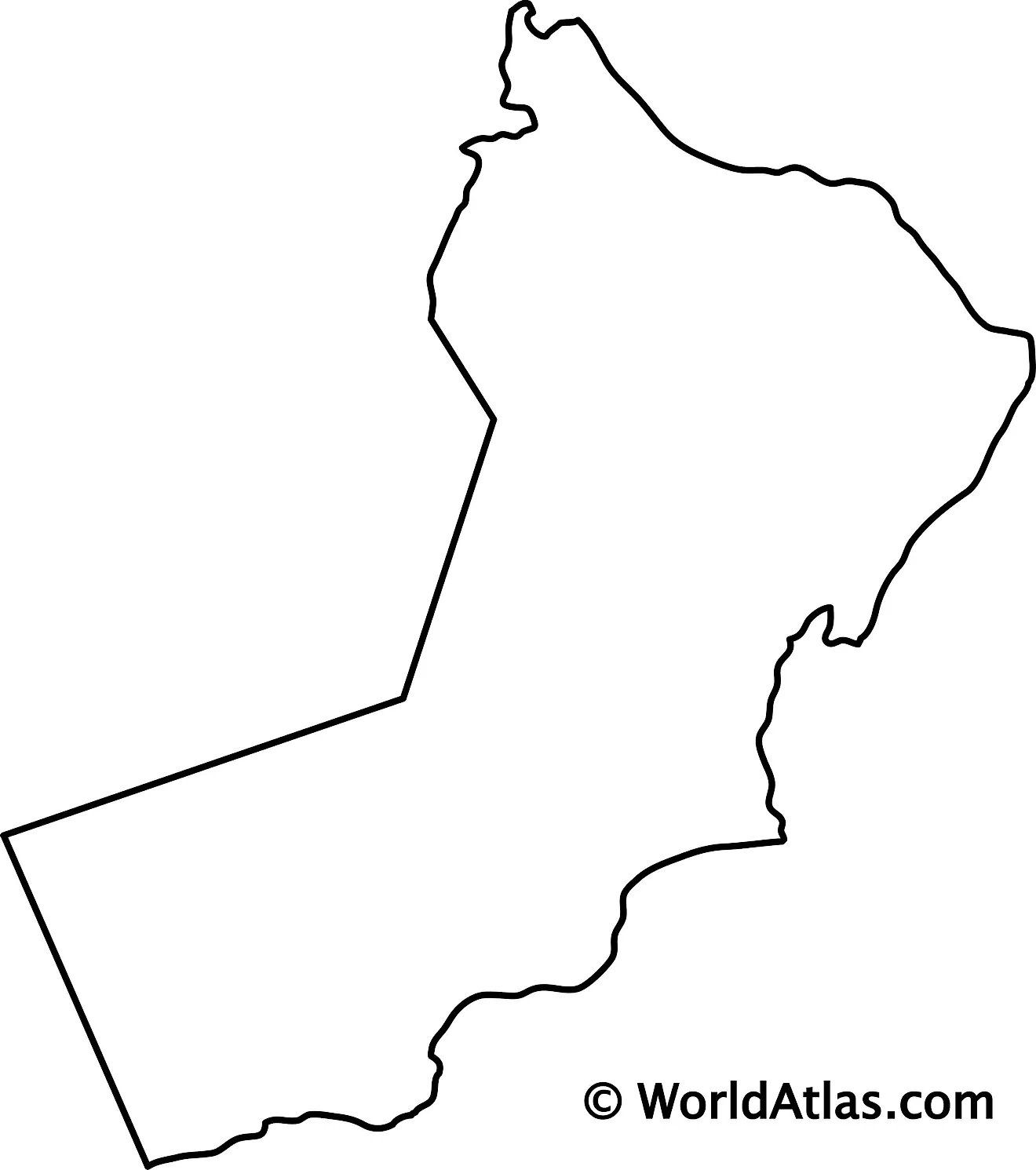 Blank Outline Map of Oman