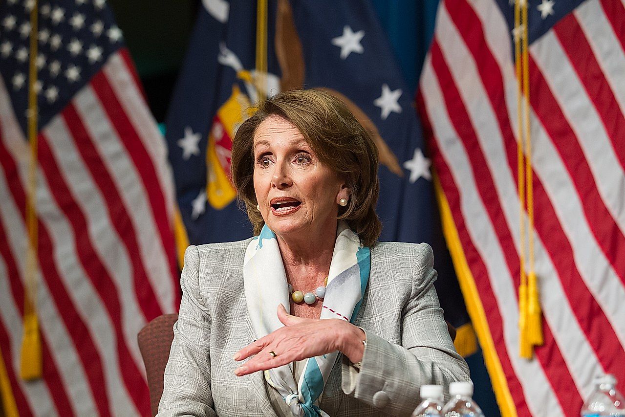 Pelosi speaking at the United States Department of Labor on Equal Pay Day. Image credit: US Department of Labor/Public domain