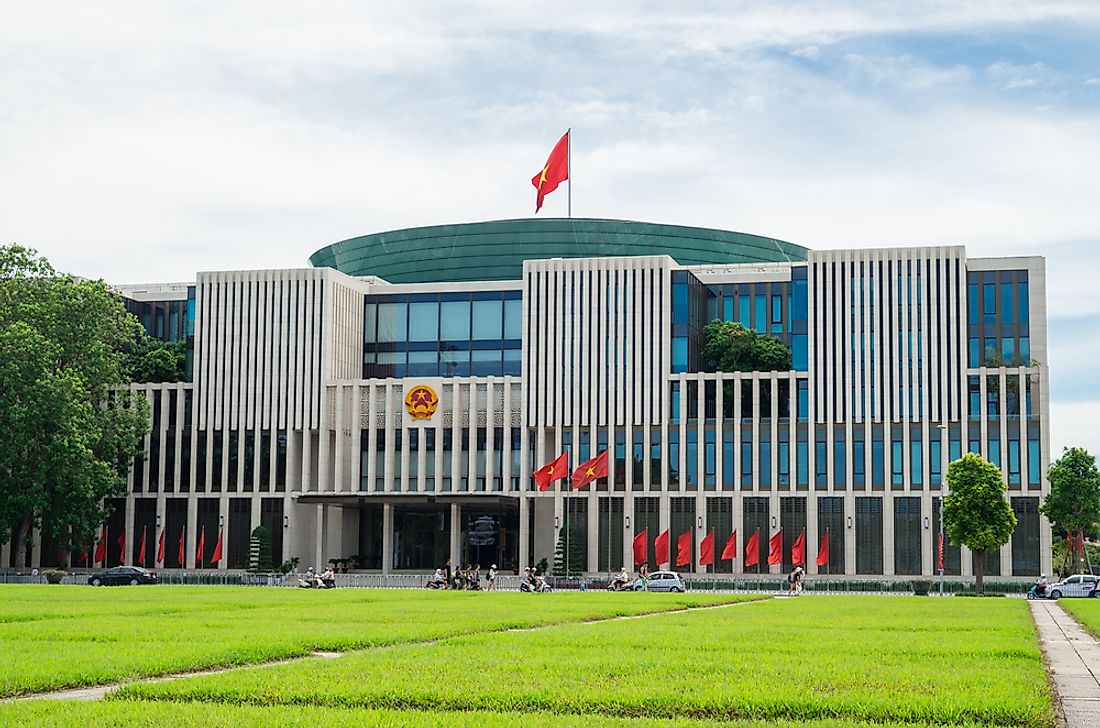 The Vietnamese National Assembly Building in Hanoi. Editorial credit: Nils Versemann / Shutterstock.com.