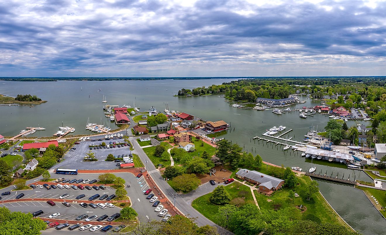 Aerial view of Saint Michaels, Maryland.