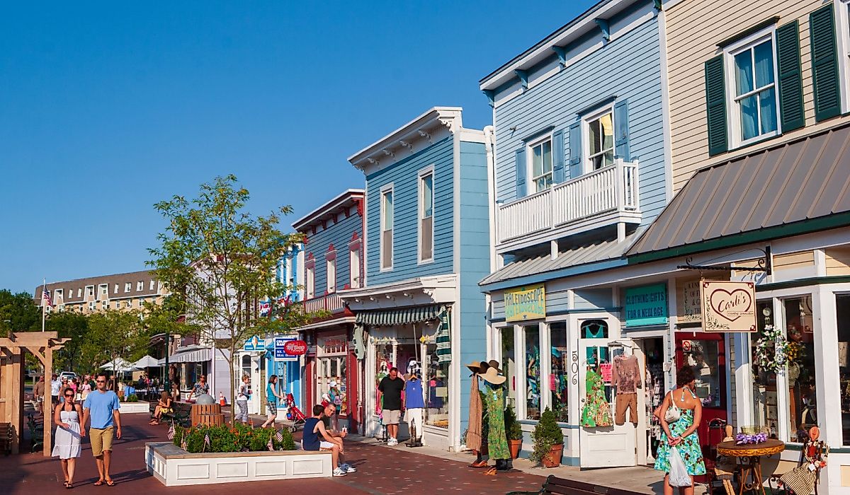 Tourists walk through Washington Street Mall in Cape May, New Jersey. Image credit JWCohen via Shutterstock