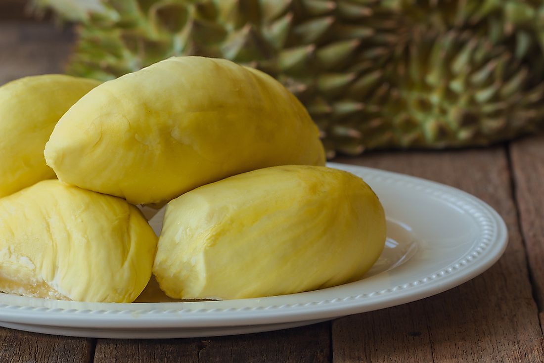 Peeled durian fruit.