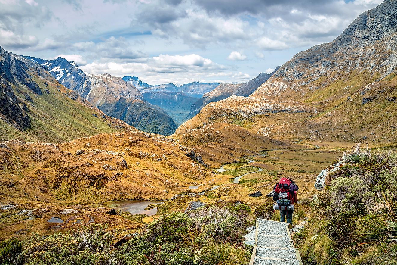 Hiking in South Alps on the Routeburn track, South island of New Zealand