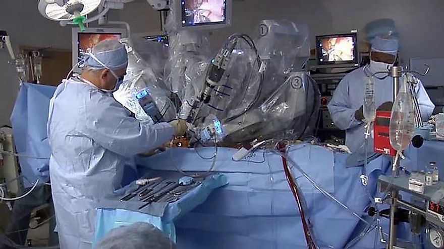 Surgeons prepare the instruments for cryosurgery: a hi-tech surgical method used to treat prostate cancer.