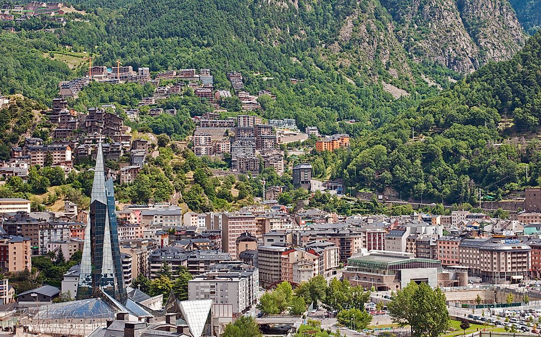 A view of the ​Andorra la Vella​, the biggest city in Andorra.