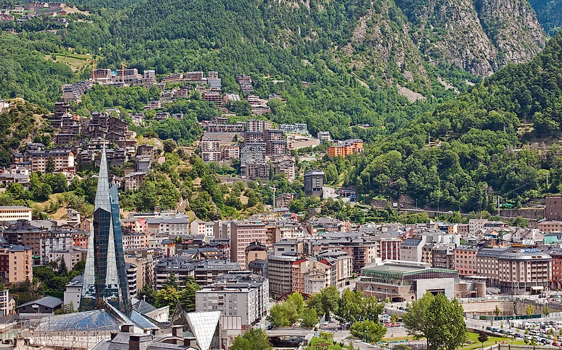 A view of the ​Andorra la Vella​, the biggest city in Andorra.