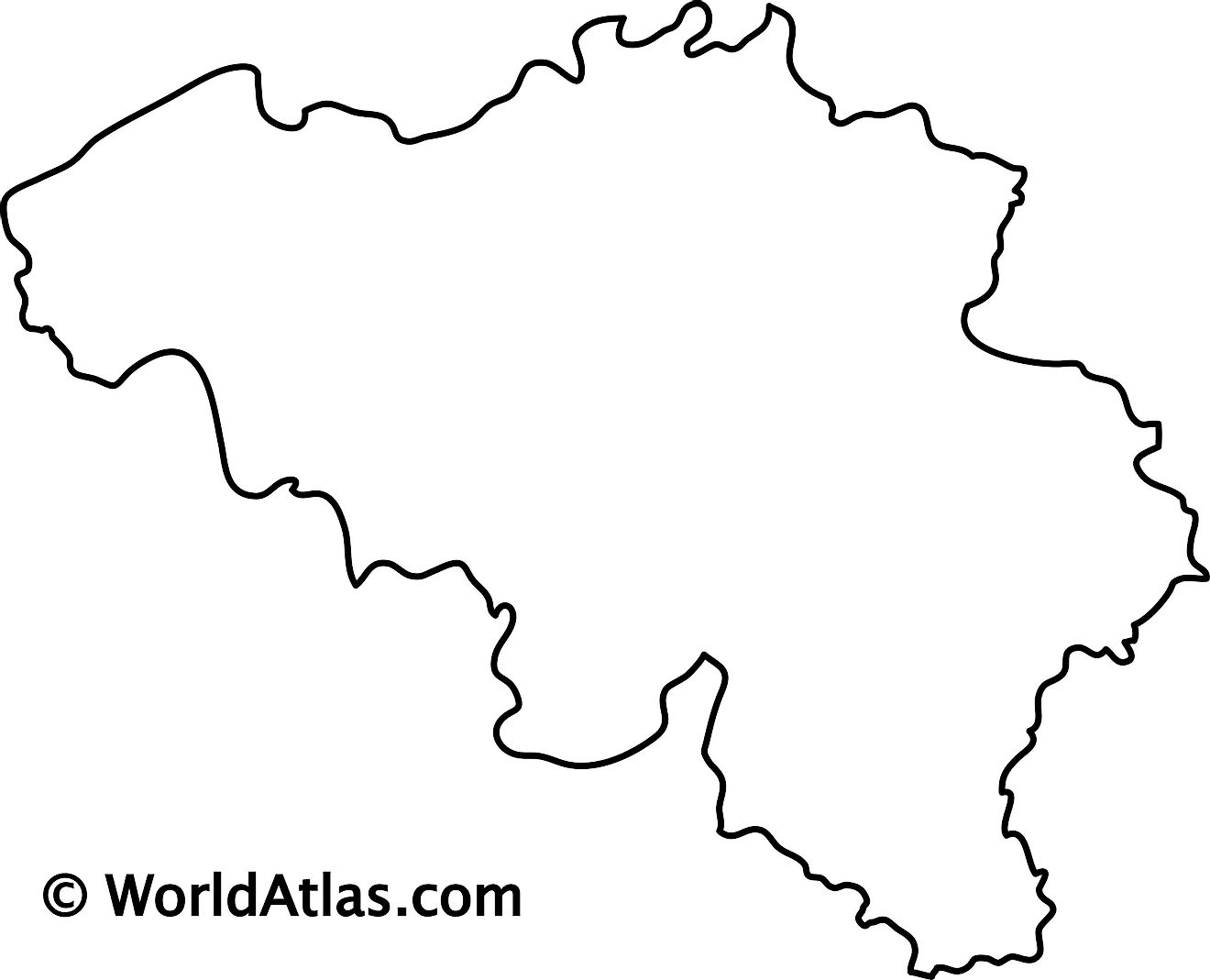 Blank outline map of Belgium