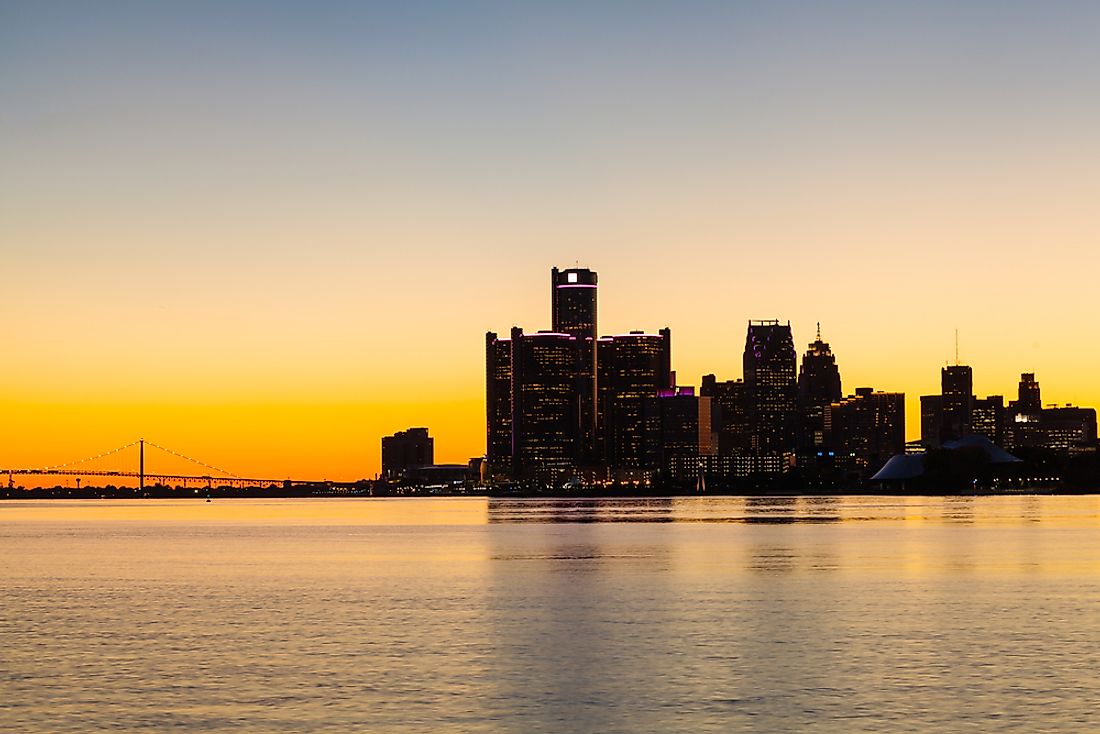 Skyline of Detroit, Michigan. 