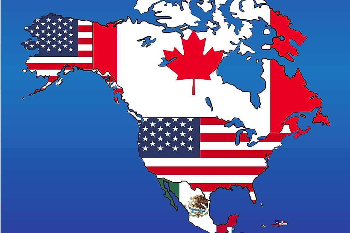 The United States lies within the central portion of the continent of North America.