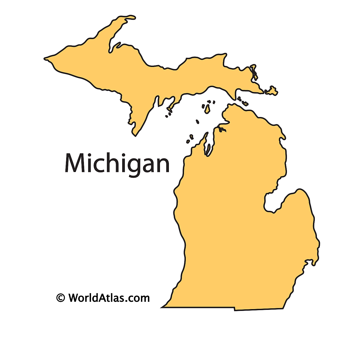 Outline Map of Michigan