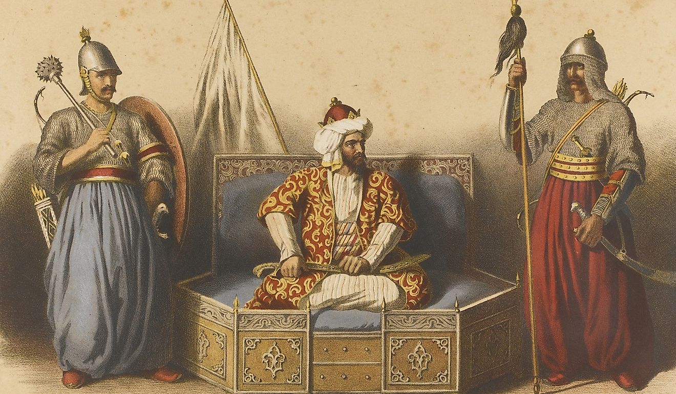 Osman, an independent Emir, on his Takht. By Arif PaşaOriginal Uploader was: Erk, Kılıç46 (modified version) - Uploaded Originally on tr.wiki. Original Source as mentioned on tr.wiki: Milli Kütüphane, Public Domain, https://commons.wikimedia.org/w/index.p