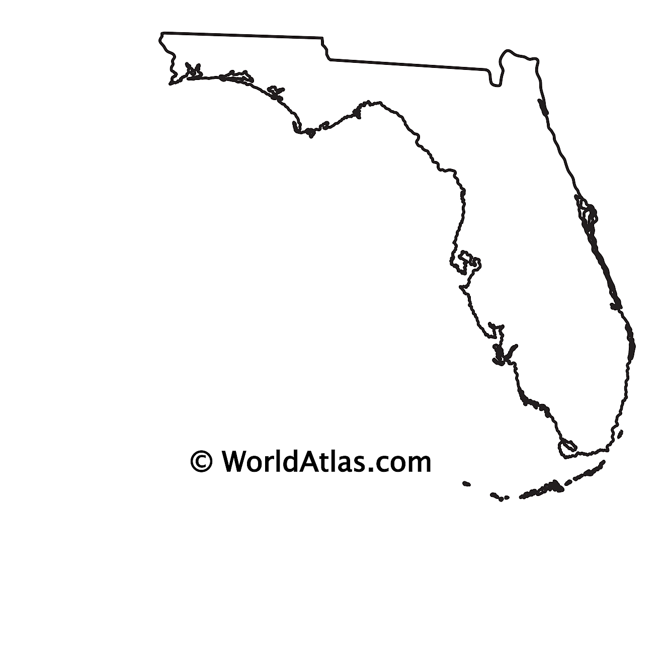 Mapa de contorno en blanco de Florida