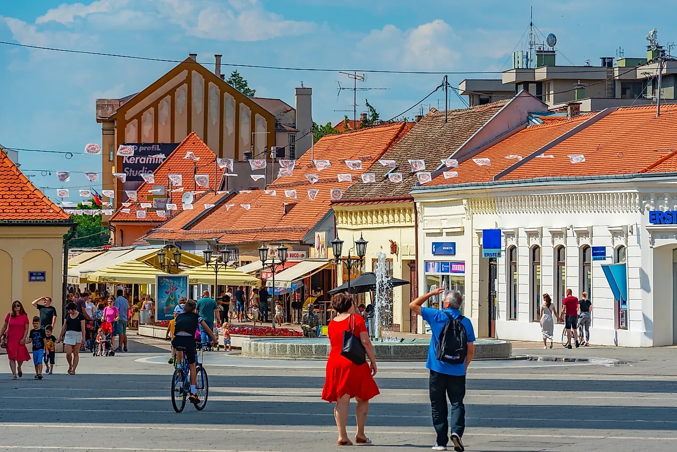 Main street in Croatian town Djakovo. 
