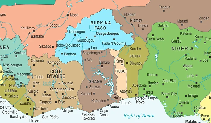 Togo's location within West Africa.