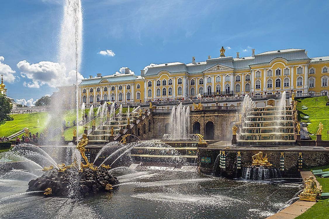 Peterhof Palace in Petergof is an excellent example of Baroque Architecture.