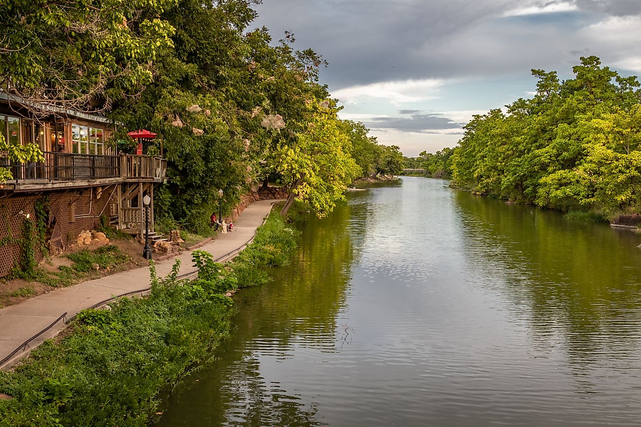 Scenic river running through Medicine Park, Oklahoma.