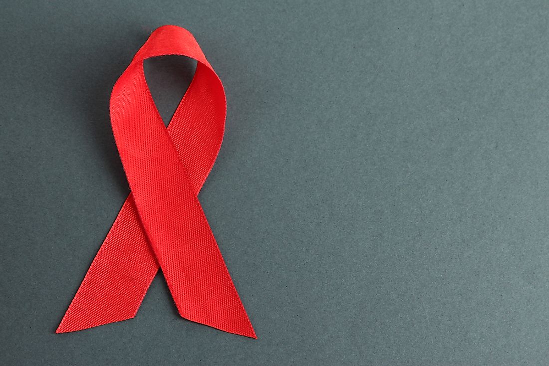 A red ribbon is a symbol of HIV/AIDS awareness. 