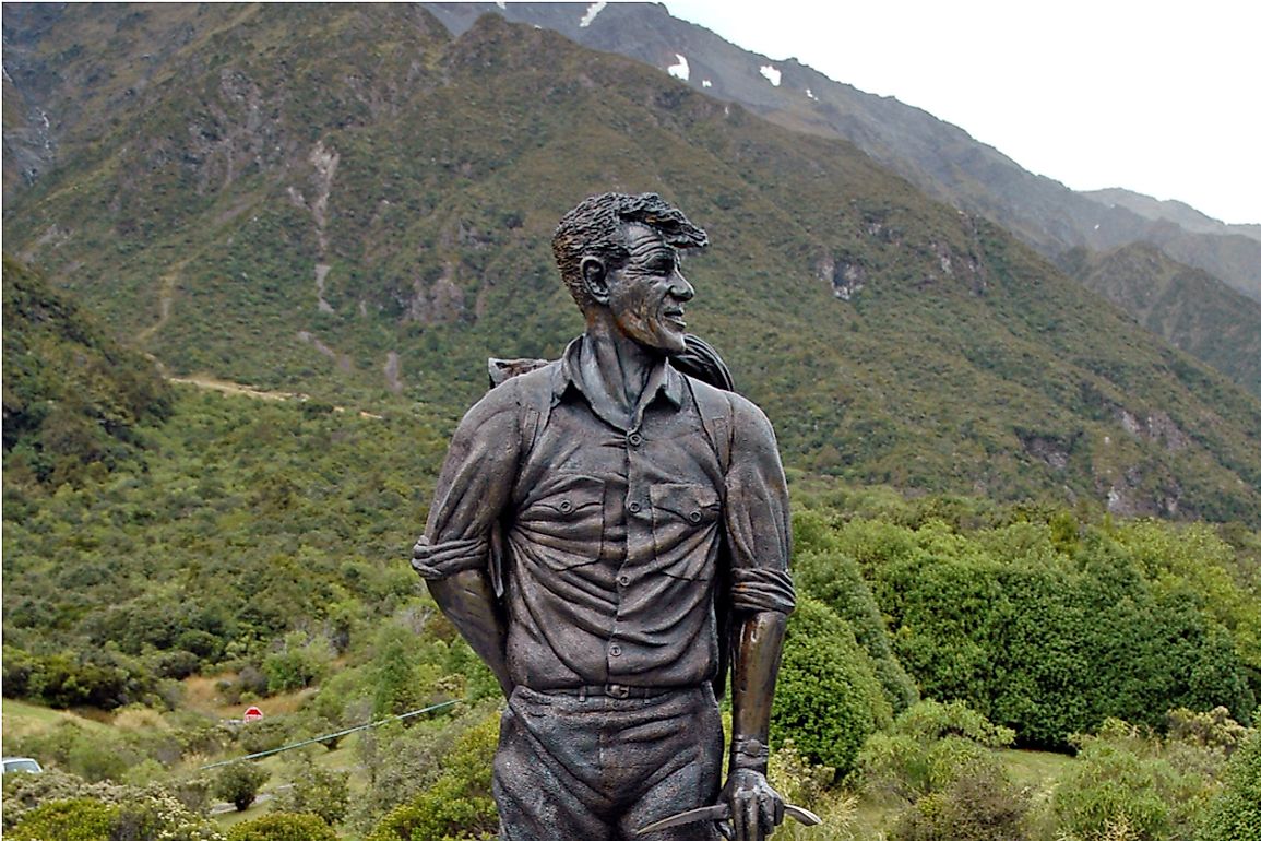 Commemorative statue of famed mountaineer Edmund Hillary.