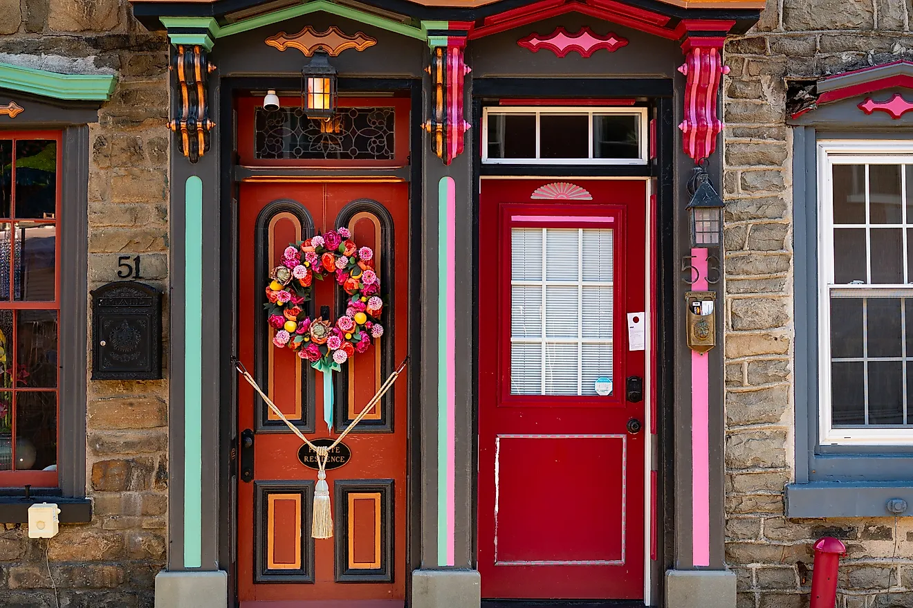 Victorian close-set 19th-century townhomes in Jim Thrope, Pennsylvania