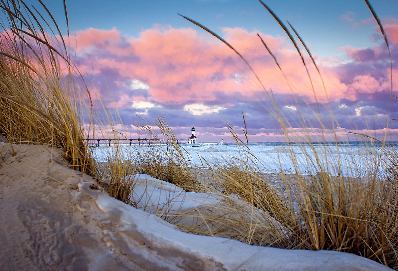 Views of the Michigan City Lighthouse from Washington Park, Michigan City Indiana.