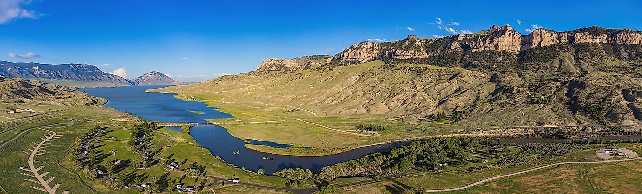 Aerial view of the Shoshone River near Cody, Wyoming.