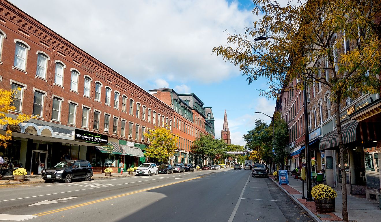Main Street in Brattleboro, Vermont. Editorial credit: Bob Korn / Shutterstock.com.