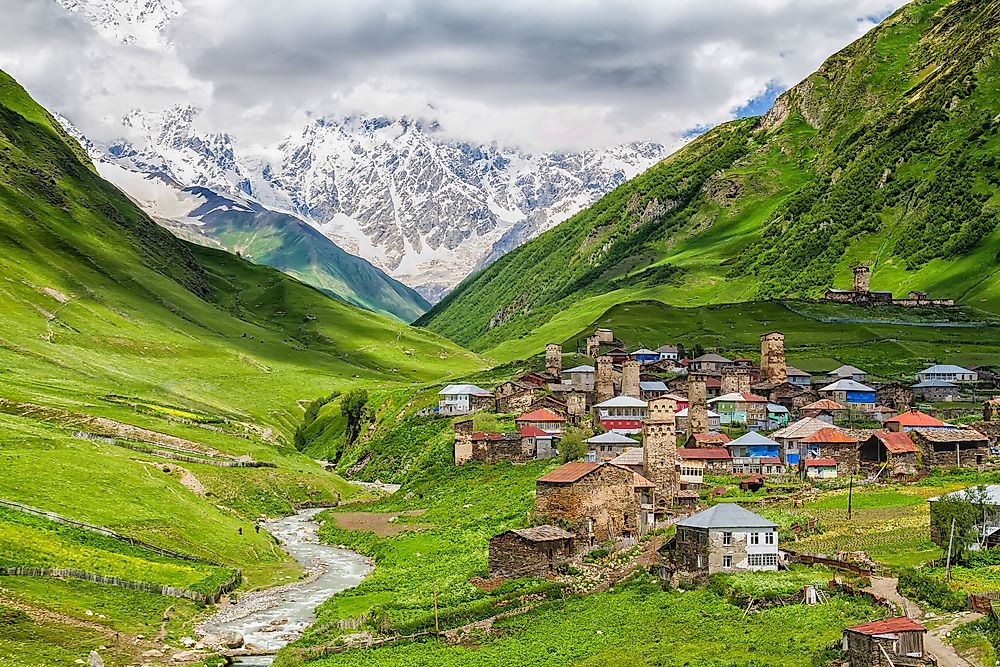 Homes in Ushguli, Georgia. 