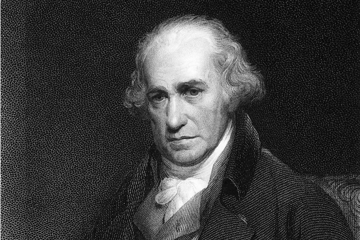 A portrait of James Watt. 