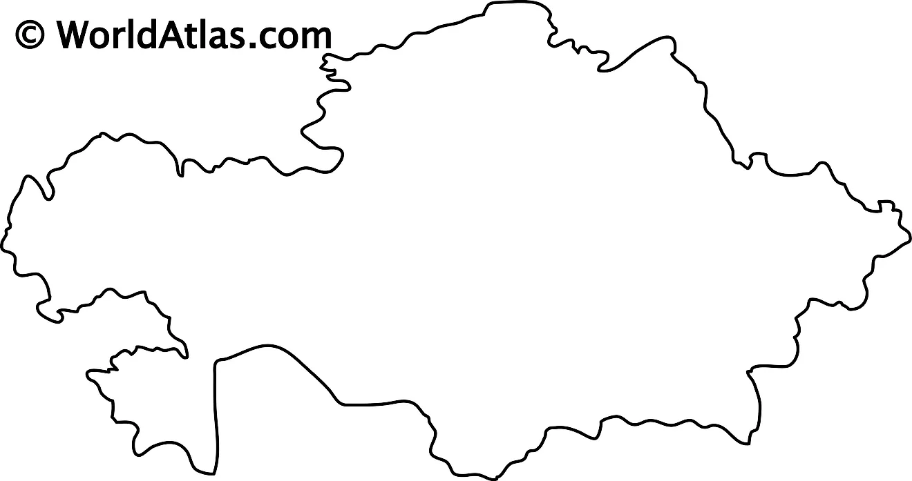 Blank Outline Map of Kazakhstan