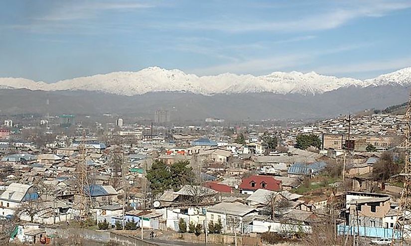 A panoramic view of Dushanbe, the largest and capital city of Tajikistan.