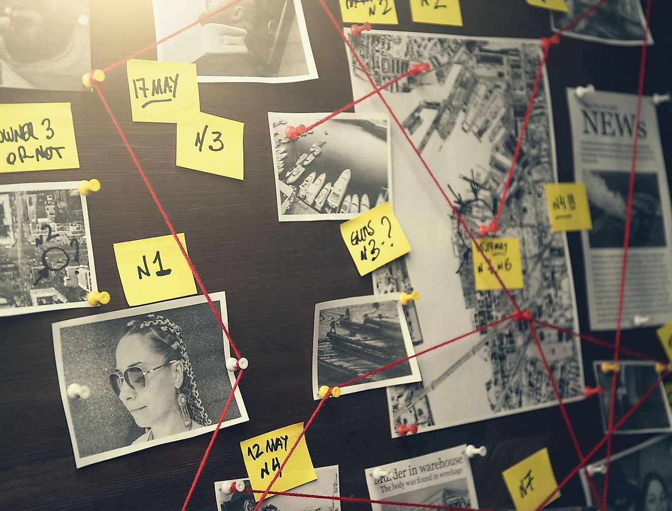 Detective board. Image credit DedMityay via shutterstock