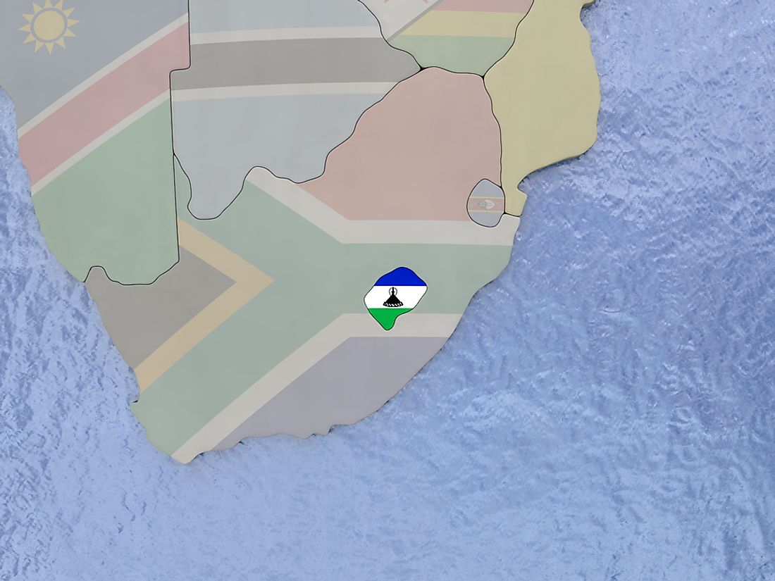 The small African nation of Lesotho is entirely surrounded by South Africa. 