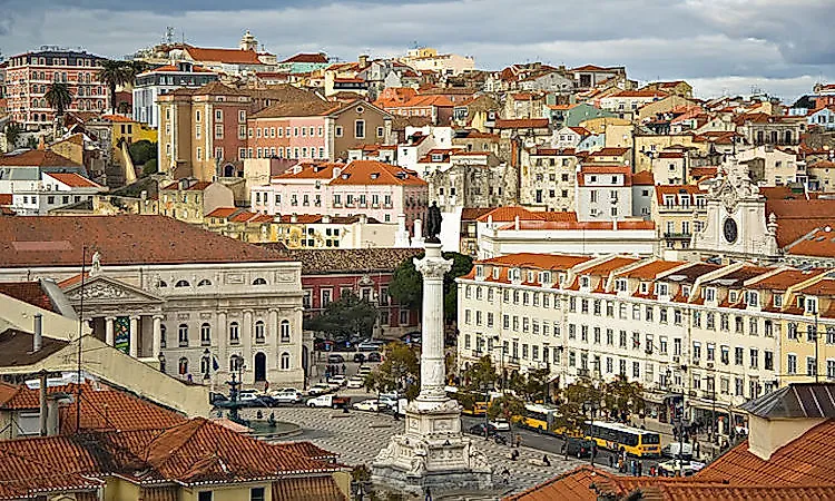 The cityscape of Lisbon, the biggest and capital city of Portugal.