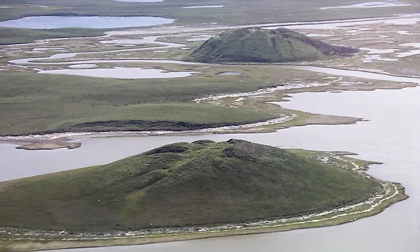 Pingos near Tuktoyaktuk, Northwest Territories, Canada.