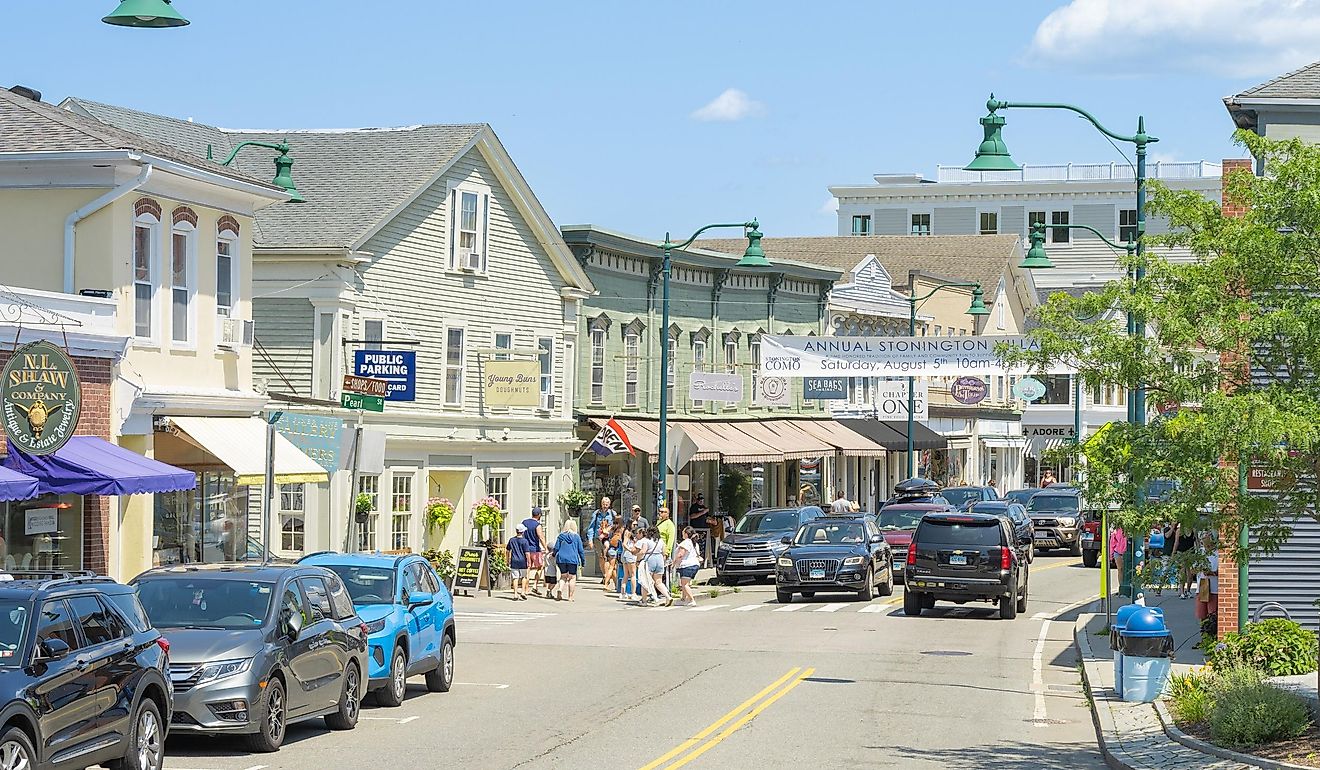 Main Street in Mystic Connecticut. Editorial Credit: Actium / Shutterstock.com