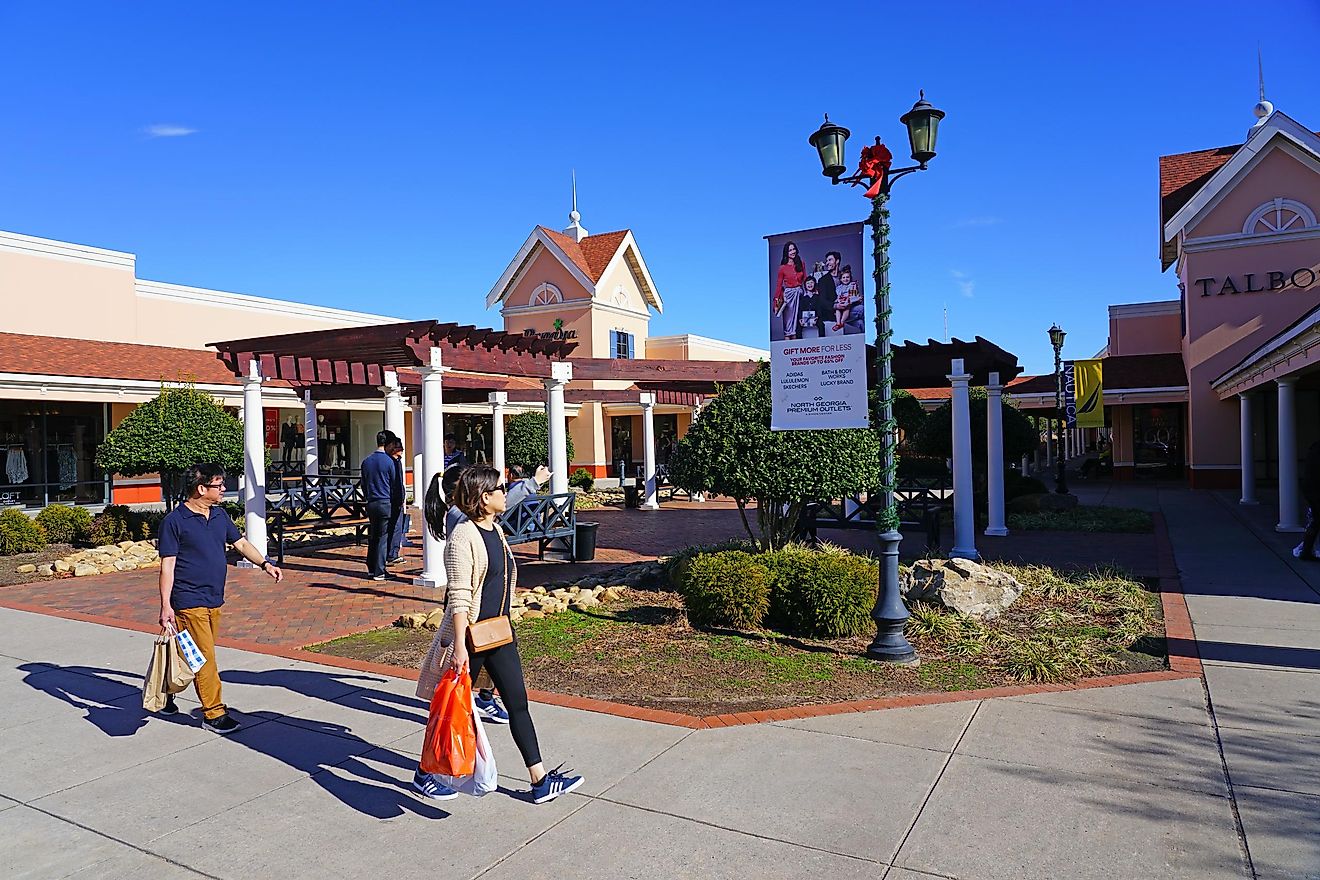 DAWSONVILLE, GA -6 JAN 2019- View of the North Georgia Premium Outlets, a Simon Premium Outlet located outside of Atlanta, Georgia.