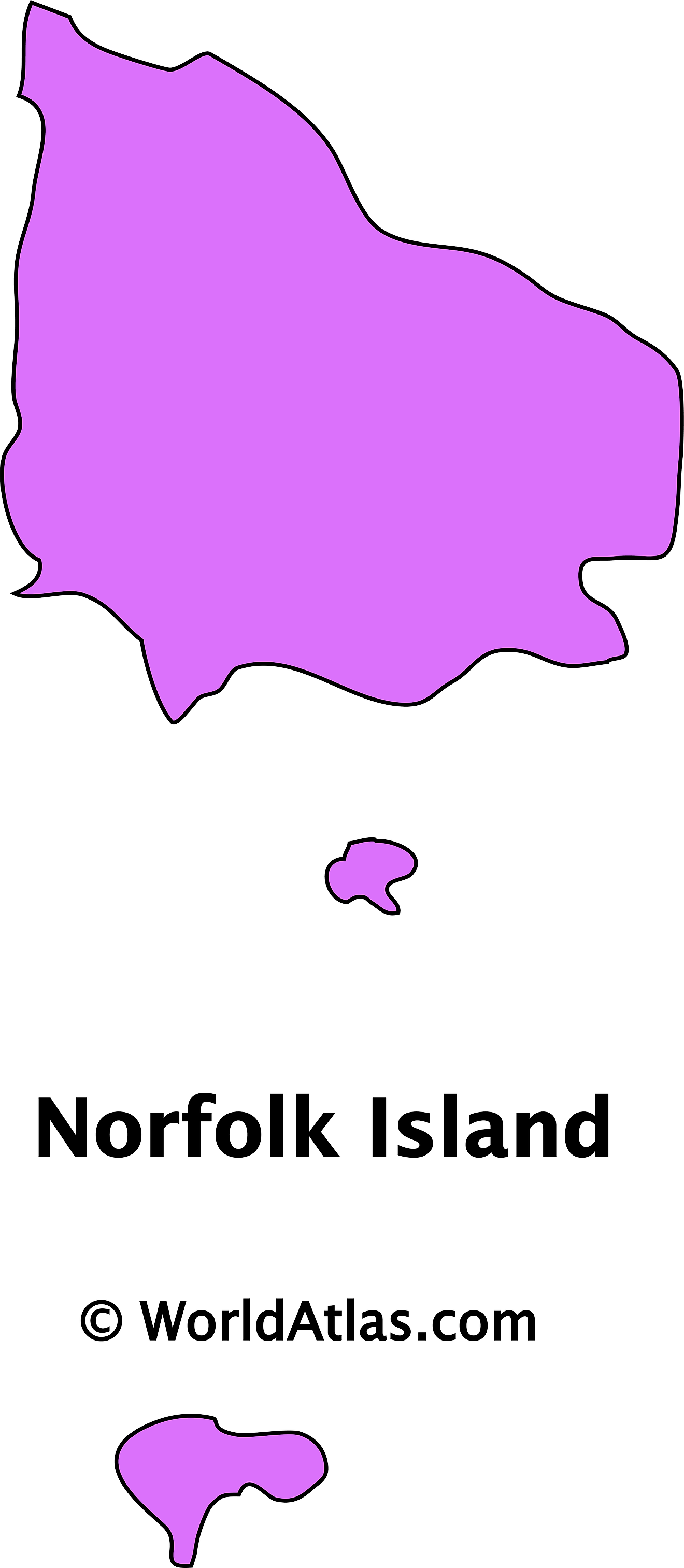 Mapa de contorno de la isla de Norfolk