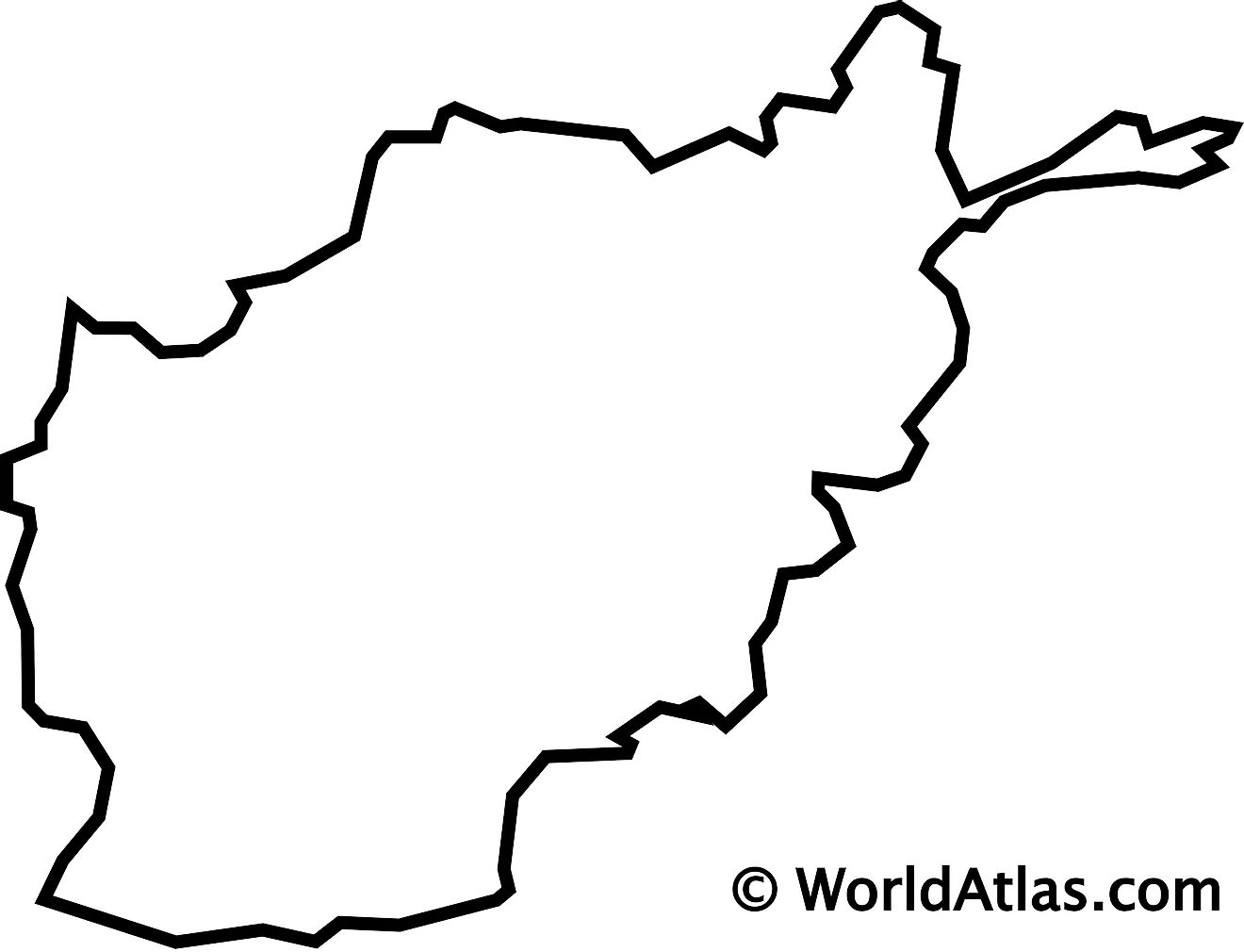 Blank Outline Map of Afghanistan