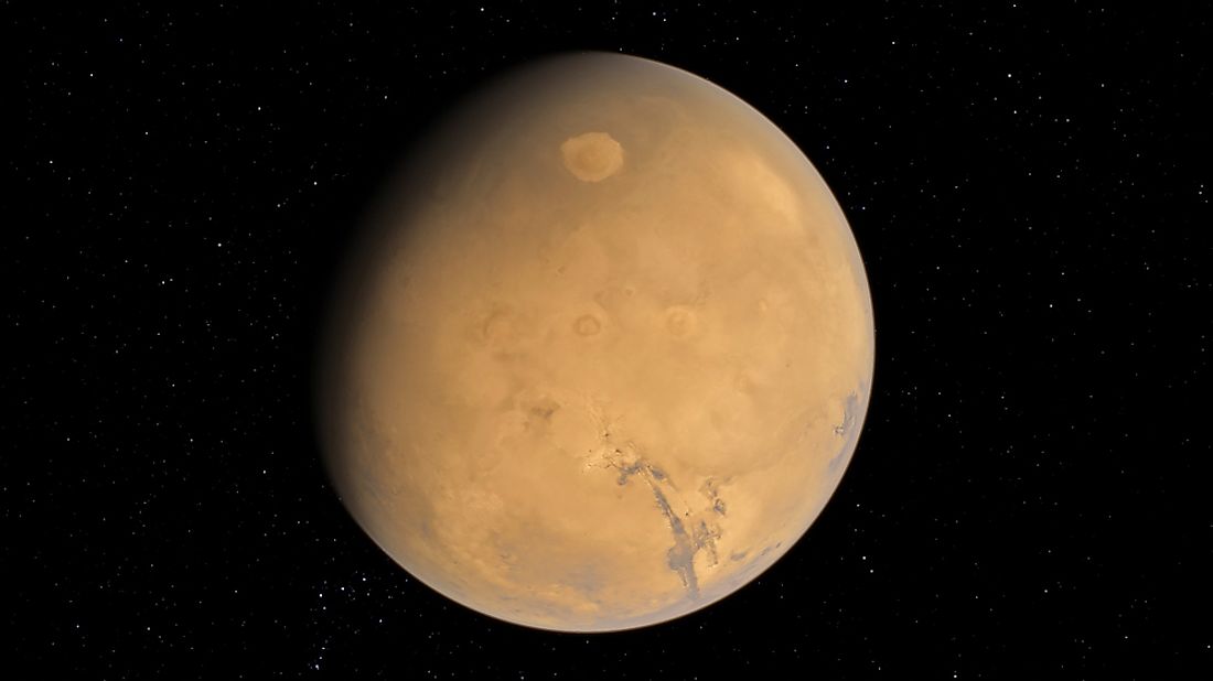 An orbital view of Mars. 