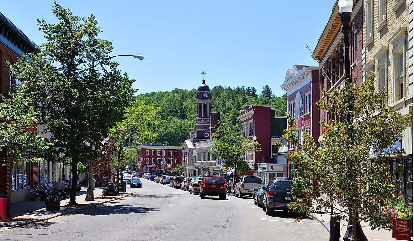 Main Street in village of Saranac Lake in Adirondack Mountains, New York, USA. Editorial Credit: Wangkun Jia / Shutterstock.com