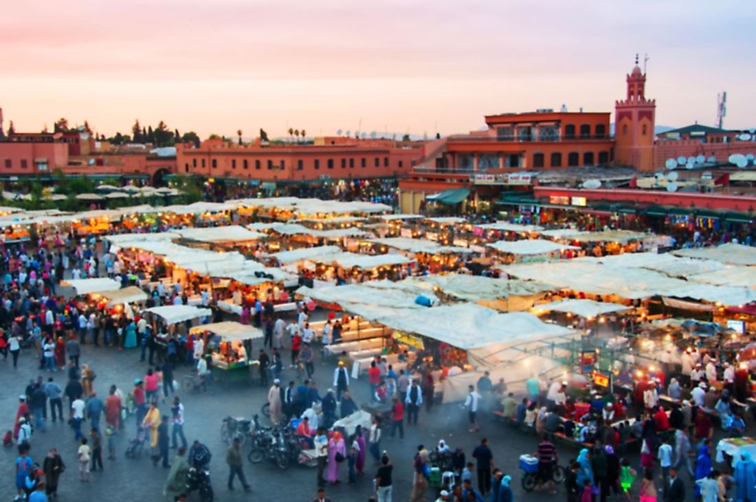 Jemaa el-Fna Square in Marrakesh, Morocco. 