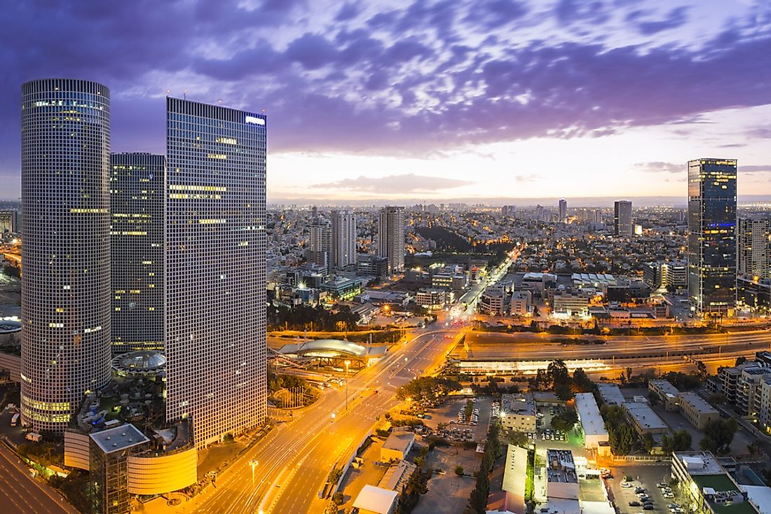 The skyline in Tel Aviv. 